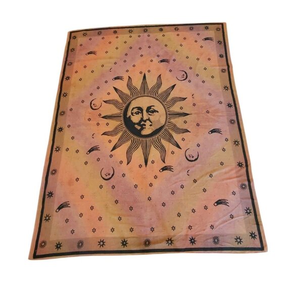 Earthbound Trading Co Sun Moon Wall Hanging Tapestry Stars Bohemian Gypsy Hippie - Picture 2 of 10